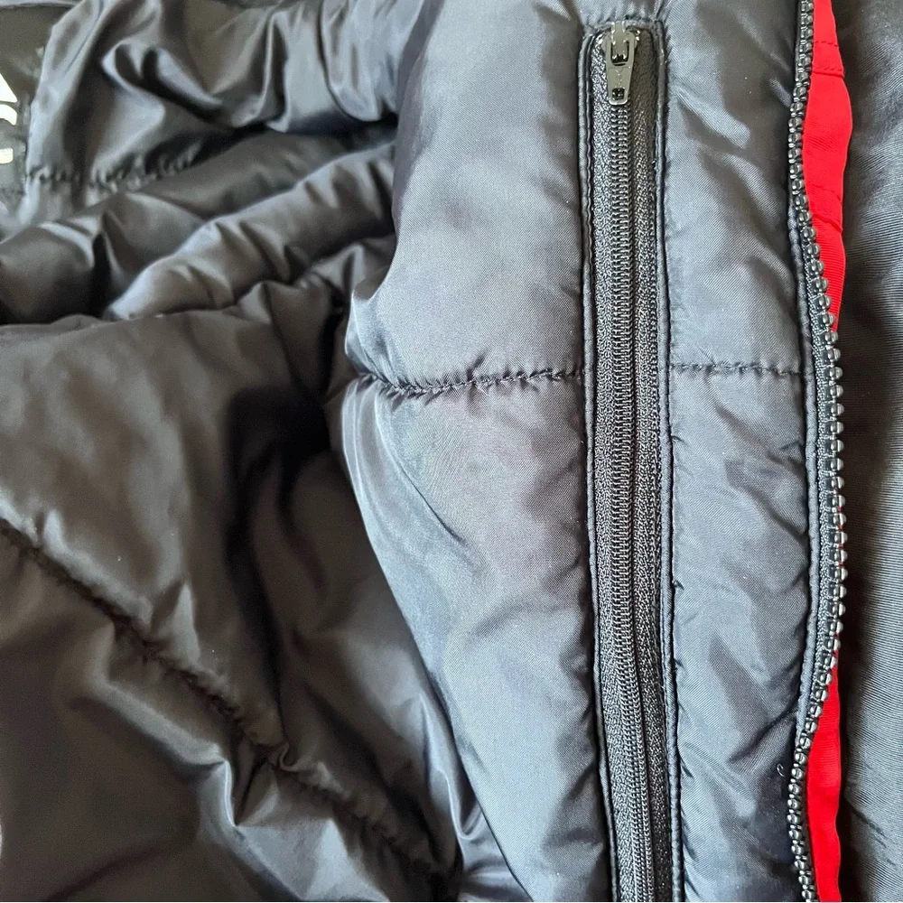 Serac Men’s Red and Black Winter Jacket Pockets Logo Zip & Snap Front